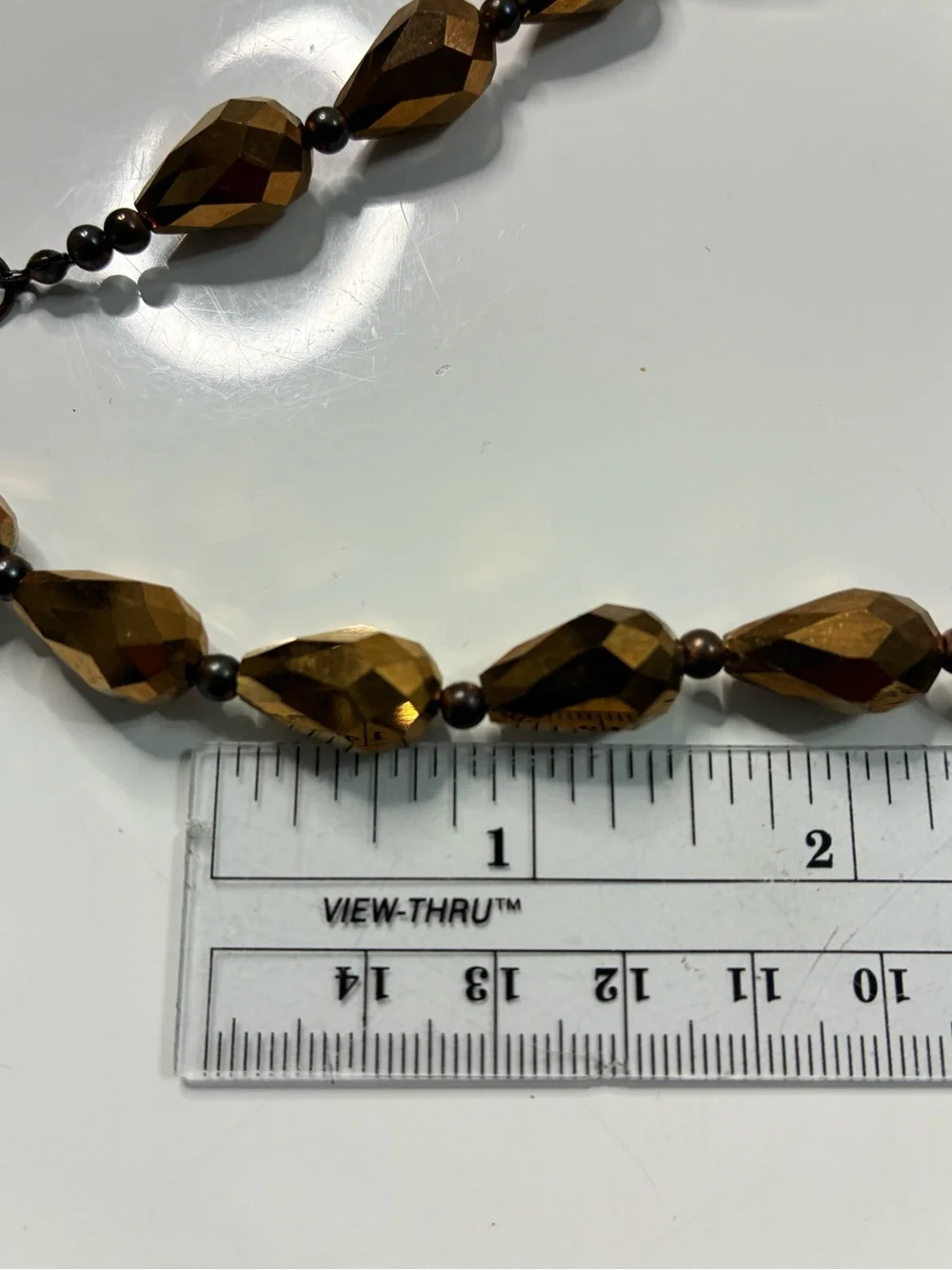 Murano Faceted Mocha Brown Metallic Teardrop Beaded Necklace